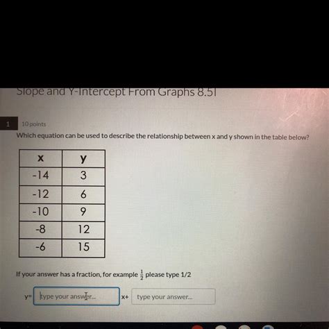 Which Equation Can Be Used To Describe The Relationship Between X And Y