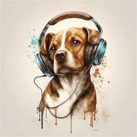 Premium Photo A Painting Of A Dog Wearing Headphones And A Headphone