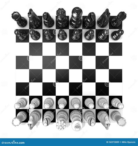 Chess Board With All Chess Pieces Top View Stock Illustration Image