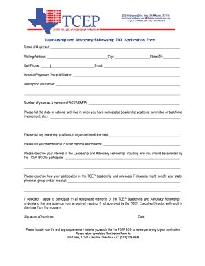 Fillable Online Leadership Advocacy Fellowship App Form Fax Email Print