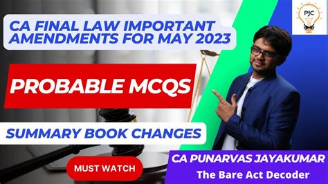 CA Final Law Important Amendments For May 2023 Probable MCQs