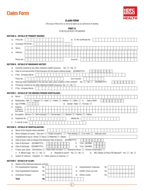 Hdfc Ergo Health Claim Form 2012 2022 Fill And Sign Printable