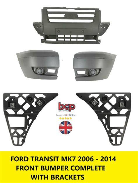 Ford Transit Mk7 2006 2014 Front Bumper Complete All 3 Sections With Brackets 7141097408584 Ebay