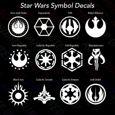 Insignias And Faction Symbol Decals Galactic Republic First Order Empire Rebel Alliance