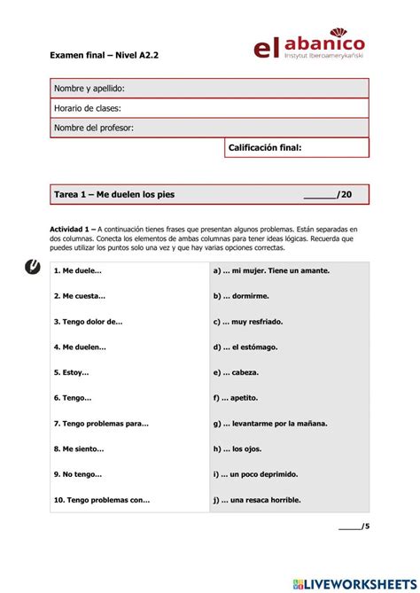 Examen A22 Hrv01 Online Exercise For Live Worksheets