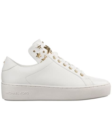 Lyst Michael Kors Shoes Leather Trainers Sneakers In White