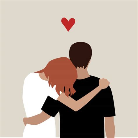 Young Couple Holding Each Other Drawings Illustrations Royalty Free