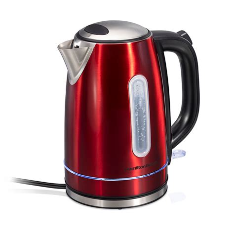 Hamilton Beach Stainless Steel Electric Kettle With Led Light Ring Red