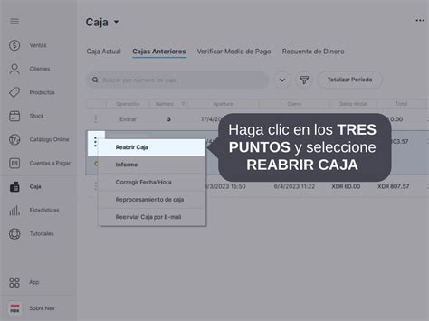 Cómo editar o cancelar una transacción de una caja anterior