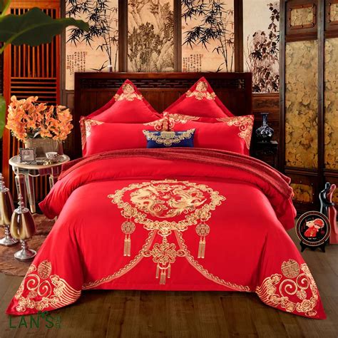 2018 Stunning Chic Dragon Embroidery Jacquard 4pcs Bedding Sets 100