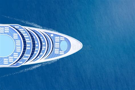 Nose of Cruise Ship Top View on Blue Sea Stock Illustration ...