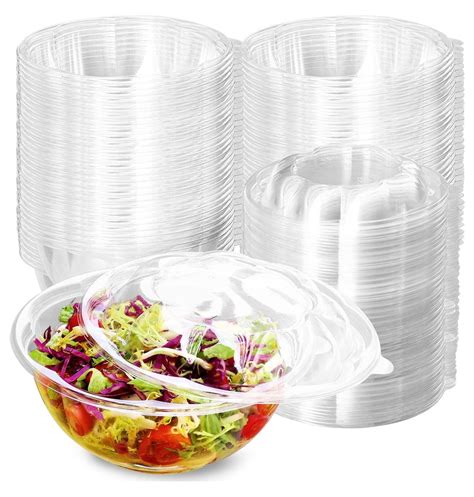 Wwxbtm Pack Clear Plastic Salad Bowls With Lids Disposable Oz