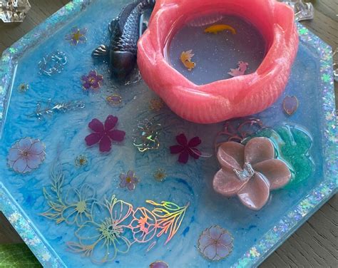 Tropical Koi Pond Resin Tray Koi Tray Lotus Flower Tray Decorative