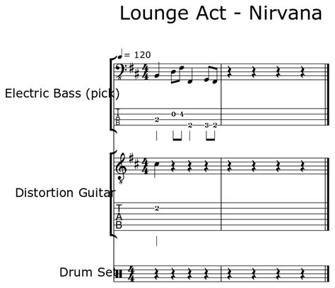 Lounge Act - Nirvana - Sheet music for Electric Bass (pick), Distortion Guitar