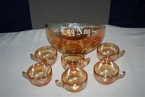 Egg Nog Punch Bowl Set Jeanette Glass Co Carnival Glass Eggnog Bowl Agrohort Ipb Ac Id