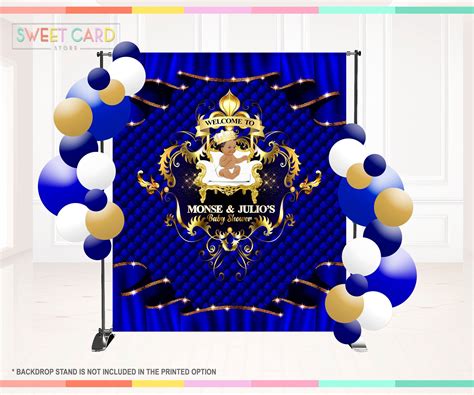 Royal Prince Little Prince Blue And Gold Printable Backdrop Crown Nav Sweetcardstore