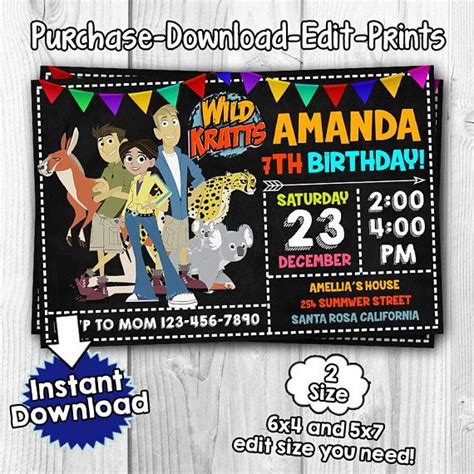 Wild Kratts Invitation Wild Kratts Birthday Wild Kratts Invites Wild