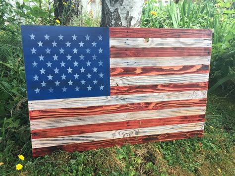 American Flag Rustic American Flag Wooden Flag Distressed Etsy