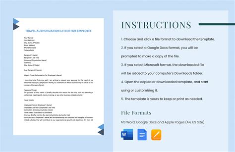 Travel Authorization Letter For Employee In Word Pdf Google Docs