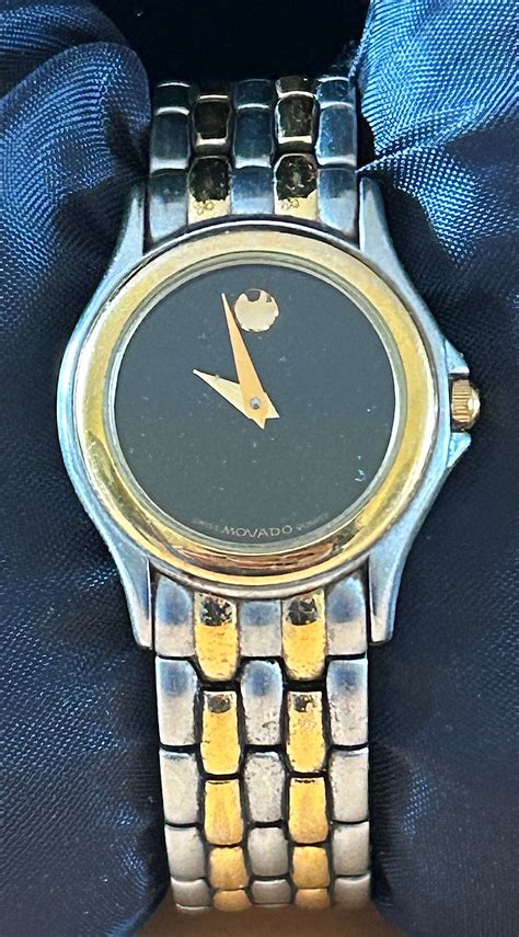 Movado Museum Two Tone Stainless Gold Black Dial Quartz Womens Watch