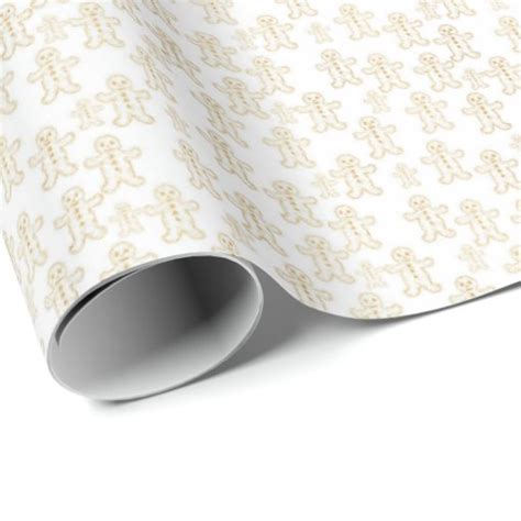 Christmas Pattern Of Golden Gingerbread Men Wrapping Paper Zazzle