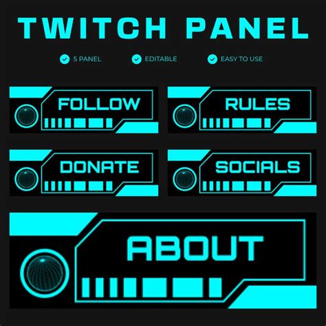 5 Versions Twitch Panel Design Template — Customize it in Kittl