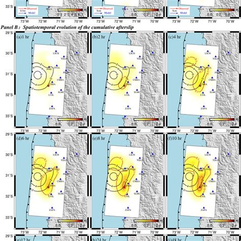 Panel A Coseismic Slip And Afterslip Distributions On The Fault