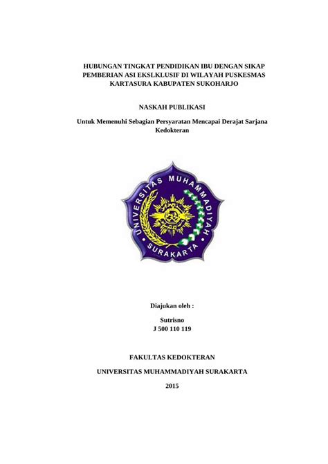 Pdf Hubungan Tingkat Pendidikan Ibu Dengan Eprints Ums Ac Id