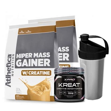 Kit 2x Hipercalórico Hiper Mass Gainer 3Kg Creatina 150g