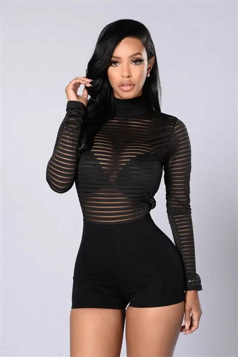 Sexy High Neck Long Sleeve See Through Autumn Summer Women Mesh