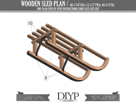 Build Plans For Diy Wooden Sled Plan Easy Woodworking Plans Etsy