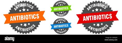 Antibiotics Sign Round Ribbon Label Set Stamp Stock Vector Image