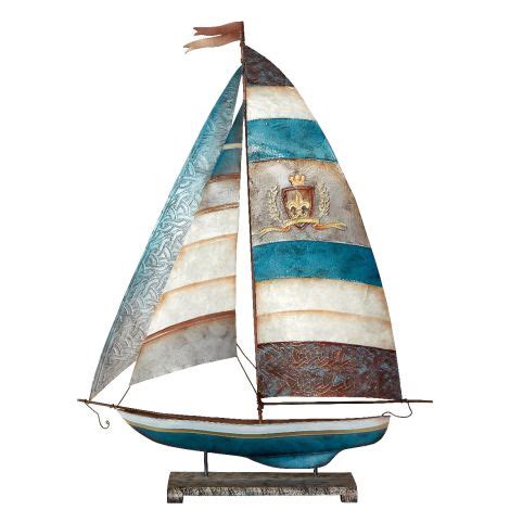 Royal Crest Sailboat On Stand Metal Capiz Art