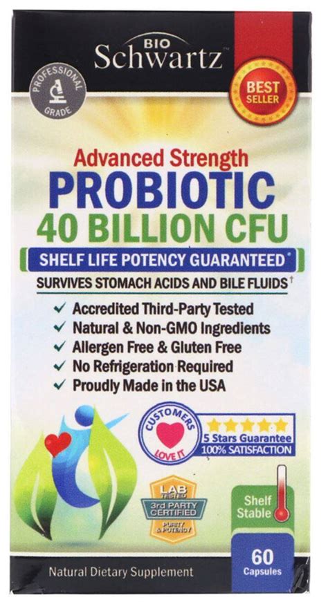 โพรไบโอติกส์ Probiotics 4 หมื่นล้าน Cfu Advanced Strength Probiotic 40 Billion Cfu 60