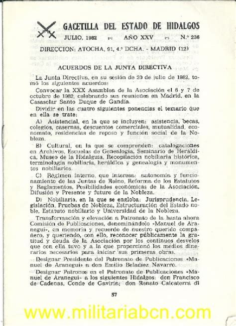 Gacetilla del Estado de los Hidalgos Nº 236 Enero 1982 Asociación de