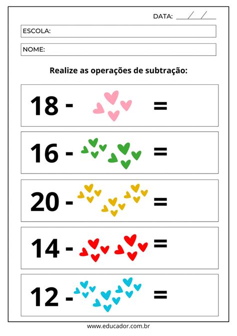 Atividades de Subtração para o 1 ano verloop io