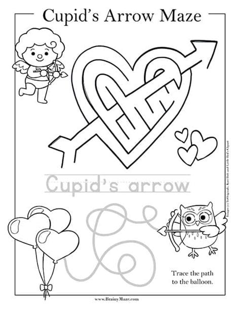 Valentine's Day Mazes - Superstar Worksheets