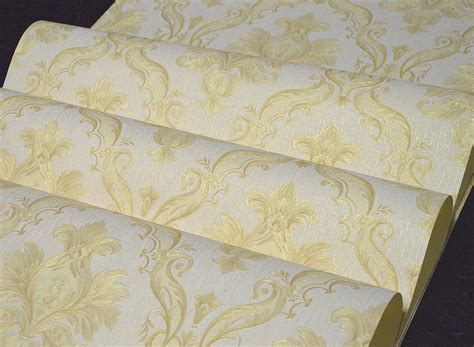 Papel De Parede Importado Damask Ouro Alto Relevo Vinilico R