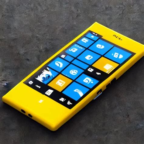 A Detailed Render Of A Modern Day Yellow Nokia Lumia Stable Diffusion