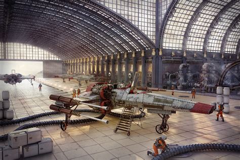 art, Star, Wars, Steampunk, Hangar, People, Ship, Sci fi, Futuristic ...