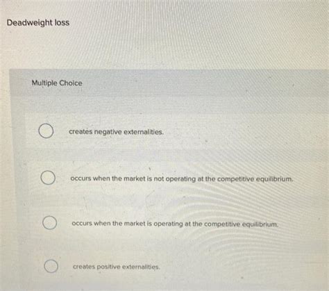 Solved Deadweight loss Multiple Choice creates negative | Chegg.com