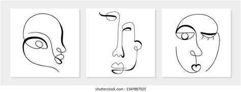 One Line Drawing Abstract Face Modern Stock Vector Royalty Free