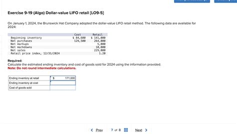 Solved Exercise 9 19 Algo Dollar Value LIFO Retail Chegg