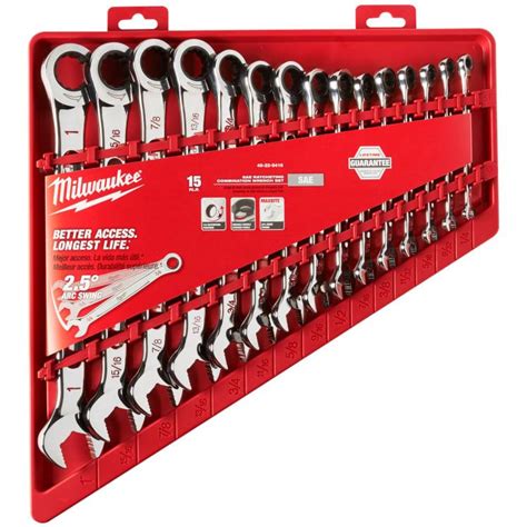 Milwaukee Pc Sae Ratcheting Combination Wrench Set By Milwaukee At