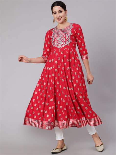 Buy Gulmohar Jaipur Floral Printed Anarkali Panelled Kurta Kurtas For