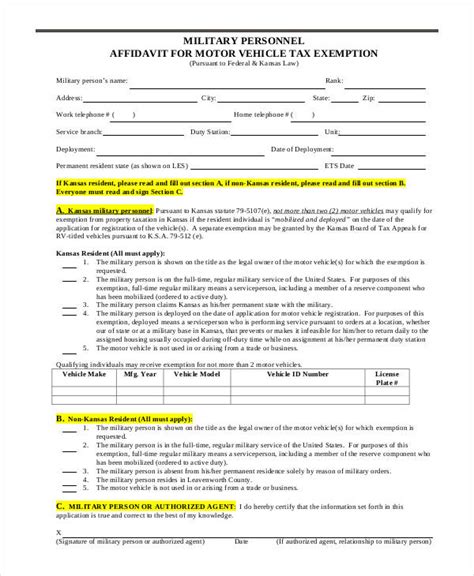 Military Affidavit Form Ct Affidavitform Net