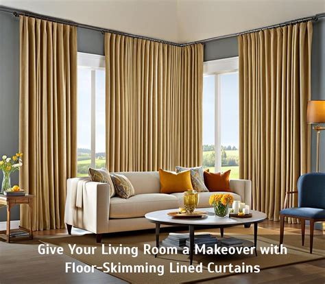 Give Your Living Room a Makeover with Floor-Skimming Lined Curtains ...