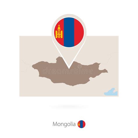 Rectangular Map Of Mongolia With Pin Icon Of Mongolia Stock Vector