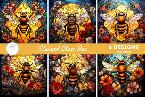 Stained Glass Honey Bee Sublimation Graphic By Rainbowtown · Creative Fabrica