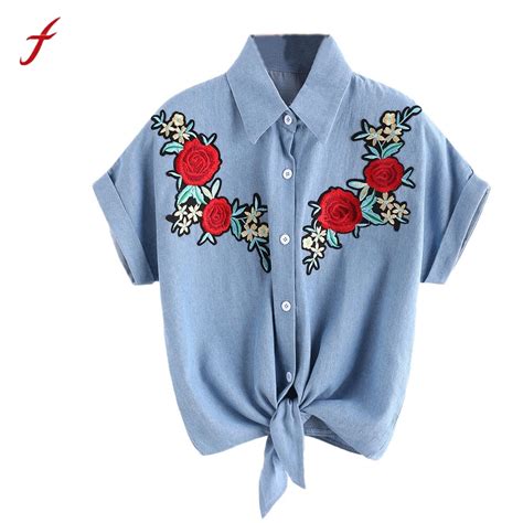 Womens Blouse Ladies Rose Flower Blouses Short Sleeve Shirt Women Shirt